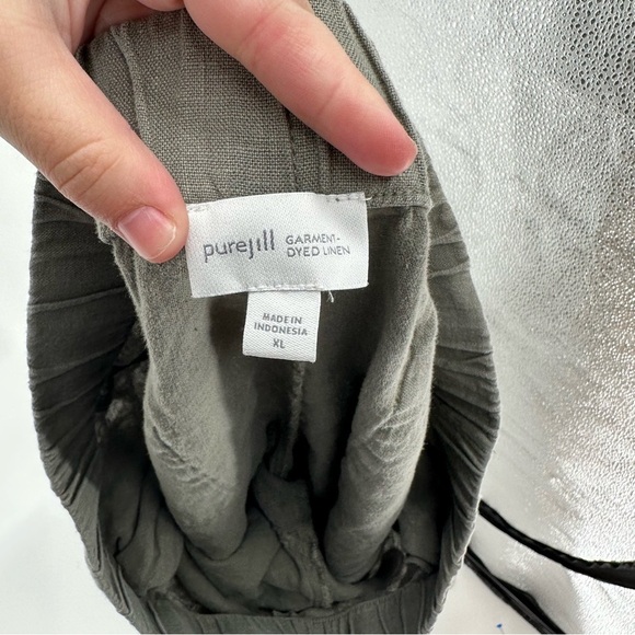 J Jill Linen Garment Dyed Grey Green Lagenlook Pants Size L - Picture 5 of 7